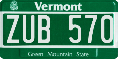 VT license plate ZUB570