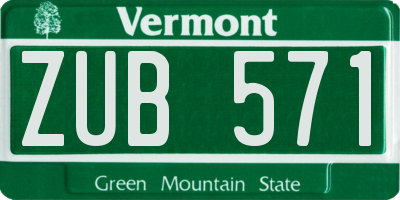 VT license plate ZUB571