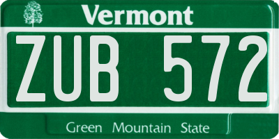 VT license plate ZUB572