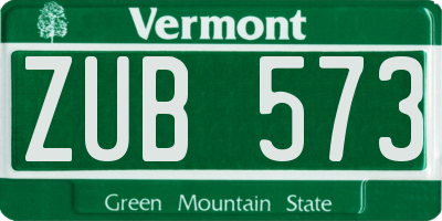 VT license plate ZUB573