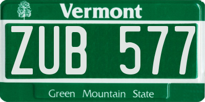 VT license plate ZUB577
