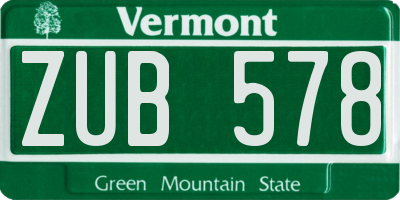 VT license plate ZUB578