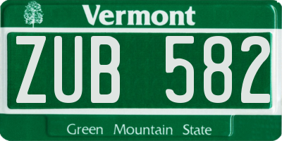 VT license plate ZUB582