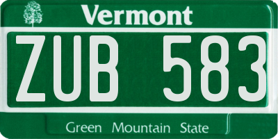 VT license plate ZUB583