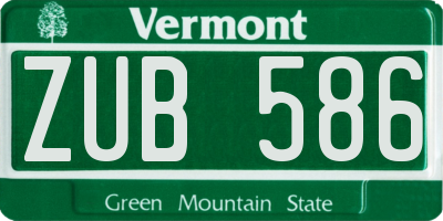 VT license plate ZUB586