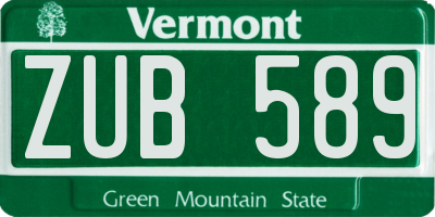 VT license plate ZUB589