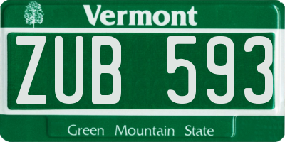 VT license plate ZUB593