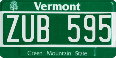VT license plate ZUB595