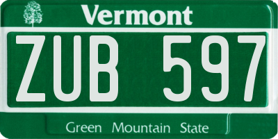 VT license plate ZUB597