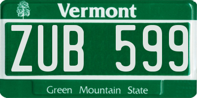 VT license plate ZUB599
