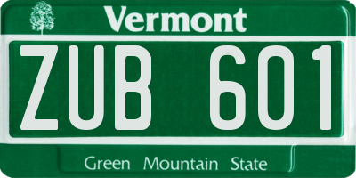 VT license plate ZUB601