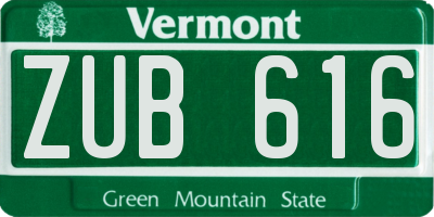 VT license plate ZUB616