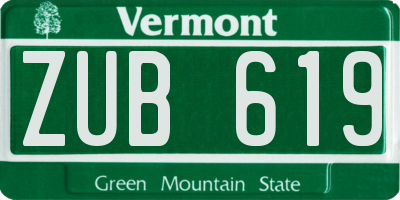 VT license plate ZUB619