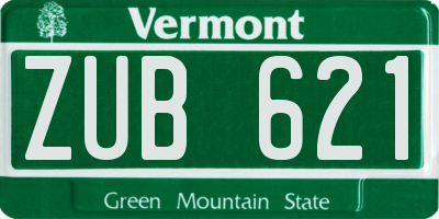 VT license plate ZUB621