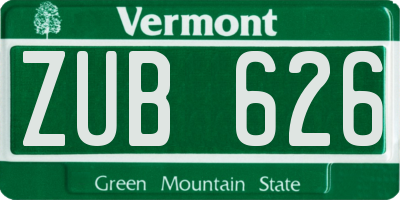 VT license plate ZUB626