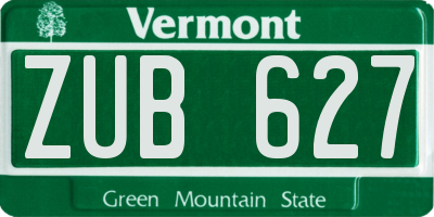 VT license plate ZUB627