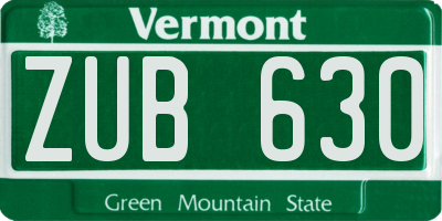 VT license plate ZUB630