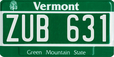 VT license plate ZUB631