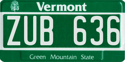 VT license plate ZUB636