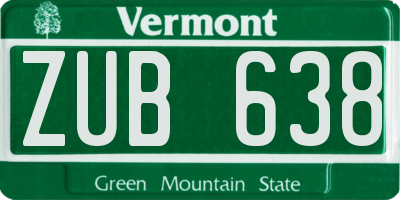 VT license plate ZUB638