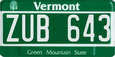 VT license plate ZUB643