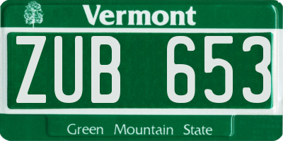 VT license plate ZUB653