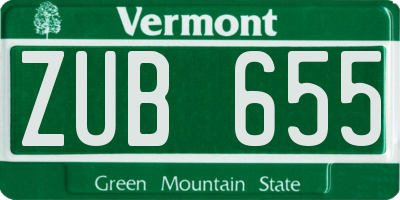 VT license plate ZUB655
