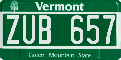 VT license plate ZUB657