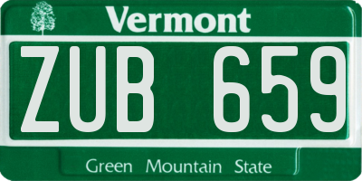 VT license plate ZUB659
