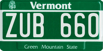 VT license plate ZUB660