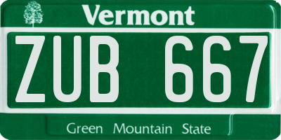 VT license plate ZUB667