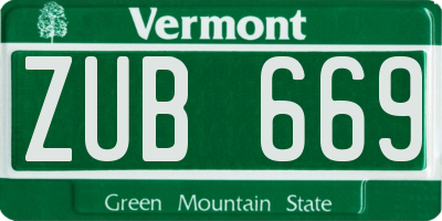 VT license plate ZUB669