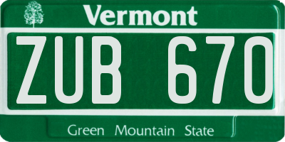 VT license plate ZUB670