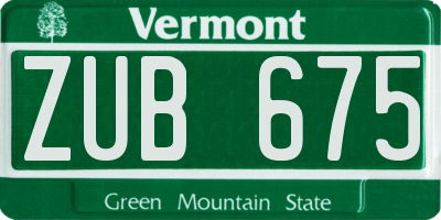 VT license plate ZUB675