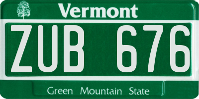 VT license plate ZUB676