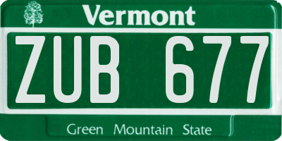 VT license plate ZUB677