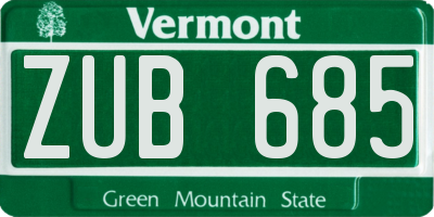 VT license plate ZUB685