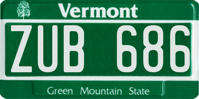 VT license plate ZUB686