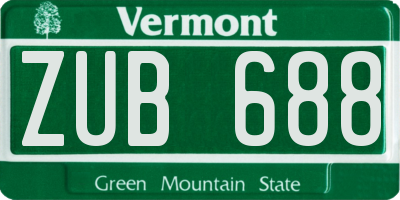 VT license plate ZUB688