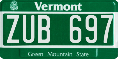 VT license plate ZUB697