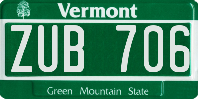 VT license plate ZUB706