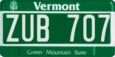 VT license plate ZUB707