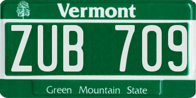 VT license plate ZUB709