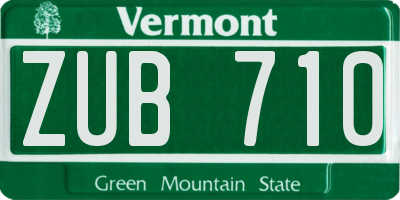 VT license plate ZUB710