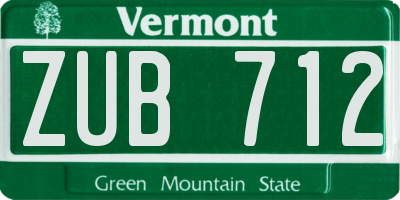 VT license plate ZUB712