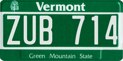 VT license plate ZUB714