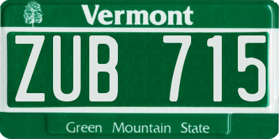 VT license plate ZUB715