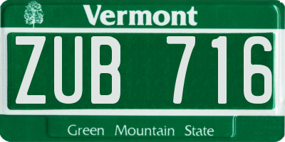 VT license plate ZUB716