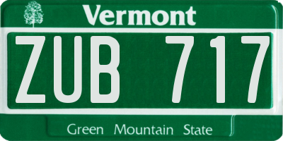 VT license plate ZUB717