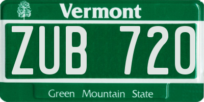 VT license plate ZUB720